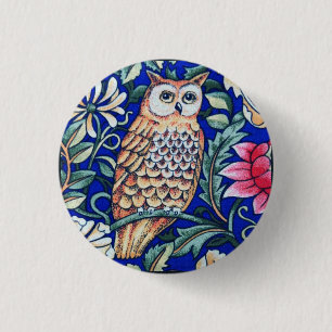 Macaron Rond 2,50 Cm William Morris Owl Tapestry, Beige and Cobalt Blue