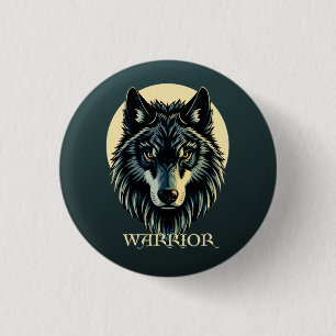 Macaron Rond 2,50 Cm Wolf face fenrir guerrier tribal sans crainte fenr