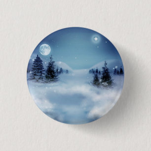 Macaron Rond 2,50 Cm Wonderland d'hiver de nuit