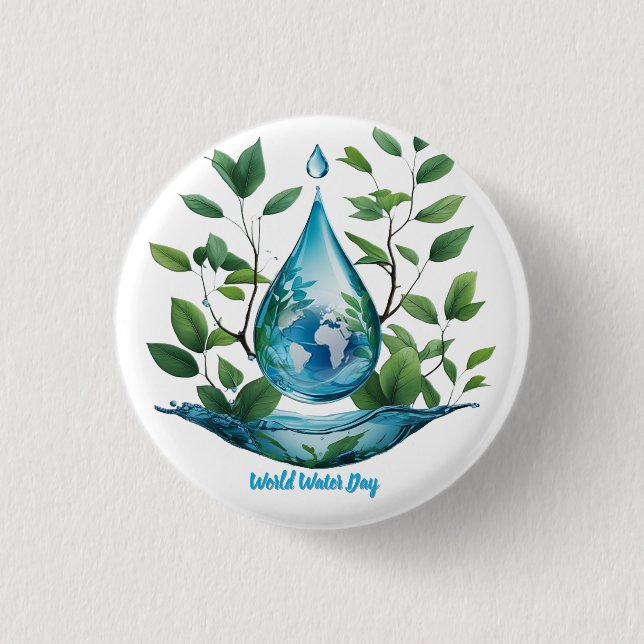 Macaron Rond 2,50 Cm World Water Day (Devant)