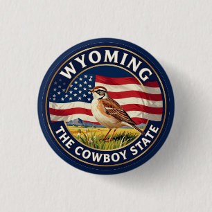Macaron Rond 2,50 Cm 🏔️ Wyoming Meadowlark Patrimoine Cowboy