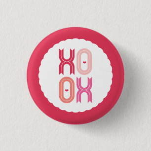 Macaron Rond 2,50 Cm XOXO Love & Kisses Valentine Party Sweet Buttons