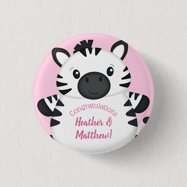 Macaron Rond 2,50 Cm Zebra Baby shower Safari Rose Girl (Devant)