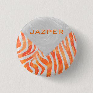 Macaron Rond 2,50 Cm Zebra Monogram orange et blanc