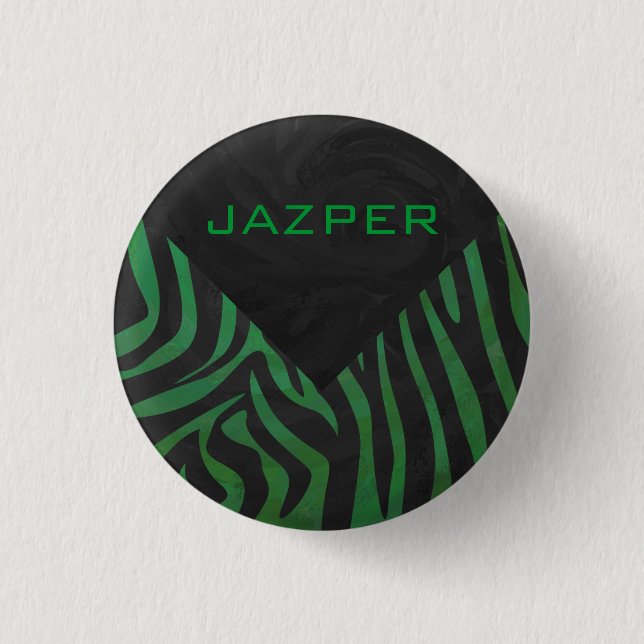 Macaron Rond 2,50 Cm Zebra Monogramme noir et vert (Devant)