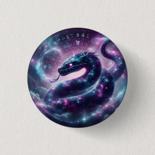 Macaron Rond 2,50 Cm Zodiaque Galaxie du Serpent Cosmique Astrologie