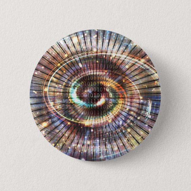 Macaron Rond 5 Cm 01001010100101101 - Bouton (Devant)