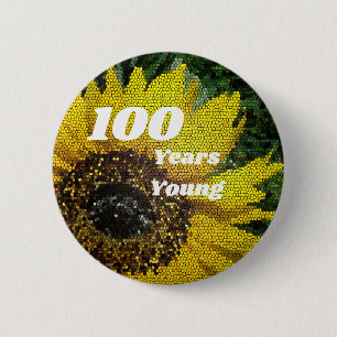 Macaron Rond 5 Cm 100 Année Jeune Anniversaire Mosaïque TournesolFlo