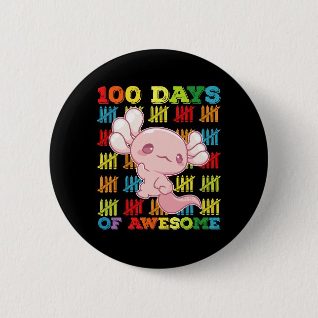 Macaron Rond 5 Cm 100 Jours De L'Impressionnant Axolotl 100E Jour De (Devant)