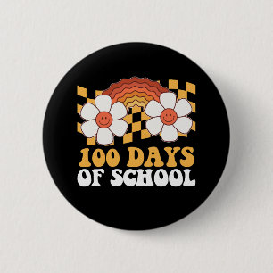 Macaron Rond 5 Cm 100 Jours D'école Fleur Arc-en-ciel Groovy Rétro
