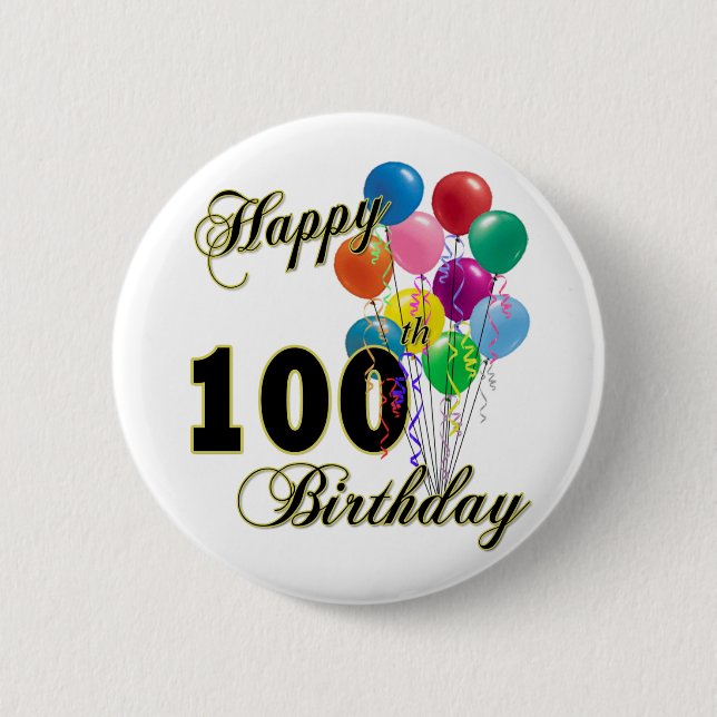 Macaron Rond 5 Cm 100th cadeaux d'anniversaire et habillement (Devant)