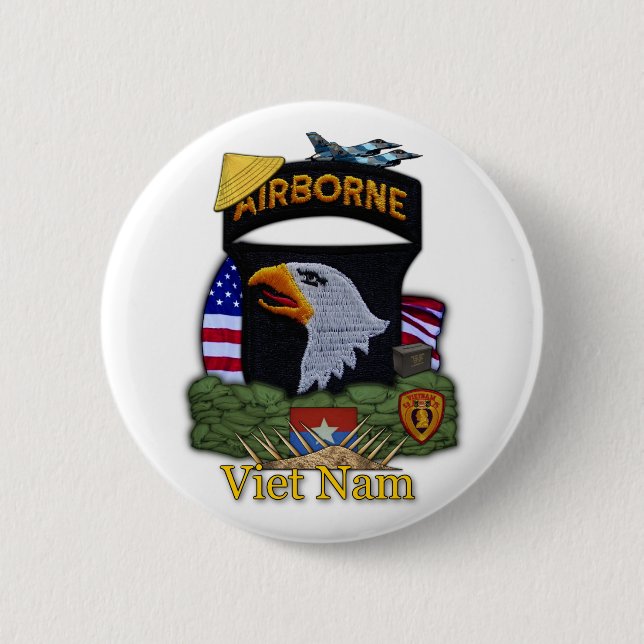 Macaron Rond 5 Cm 101st bouton de guerre de Vietnam de Division (Devant)