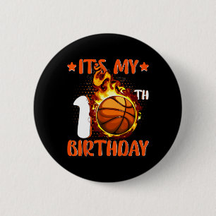Macaron Rond 5 Cm 10 ans C'est mon 10e anniversaire de basket-ball