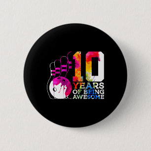 Macaron Rond 5 Cm 10 ans d'être merveilleux Bowling 10e anniversaire