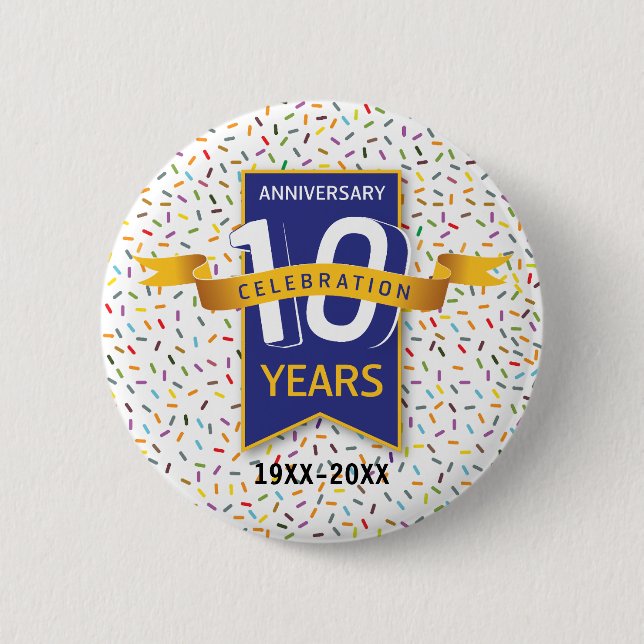 Macaron Rond 5 Cm 10 e ANNIVERSAIRE Design (Devant)