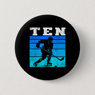 Macaron Rond 5 Cm 10e anniversaire de hockey sur glace garçons Dix H