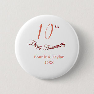 Macaron Rond 5 Cm 10e anniversaire de mariage nom pastel pêche rétro