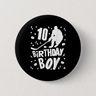 Macaron Rond 5 Cm 10e anniversaire Garçon Hockey sur glace Enfants 1