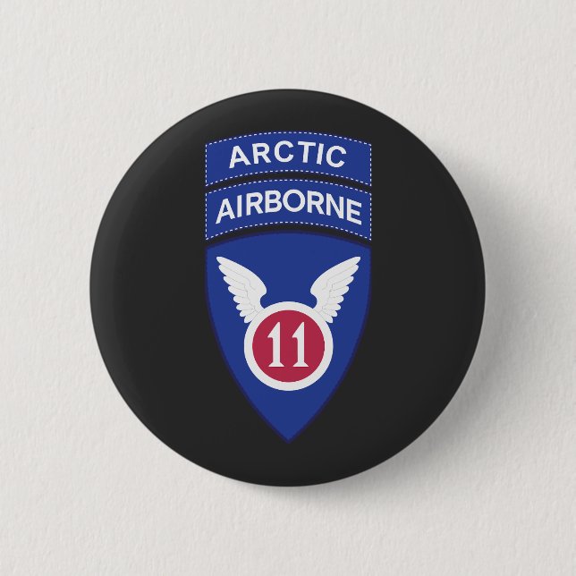 Macaron Rond 5 Cm 11e division aéroportée - SSI w Arctic Tab (Devant)