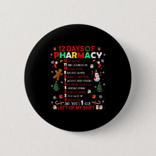 Macaron Rond 5 Cm 12 Jours de pharmacie drôle de Noël Pharmacien Tec