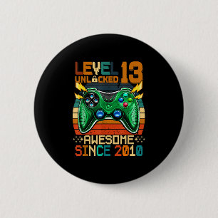 Macaron Rond 5 Cm 13e anniversaire Gift Boys Niveau 13 déverrouillé