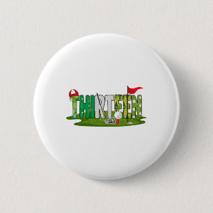 Macaron Rond 5 Cm 13e Anniversaire Golf Thème 13 ans Enfants Sport P