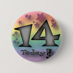 Macaron Rond 5 Cm 14 aujourd'hui insigne d'anniversaire