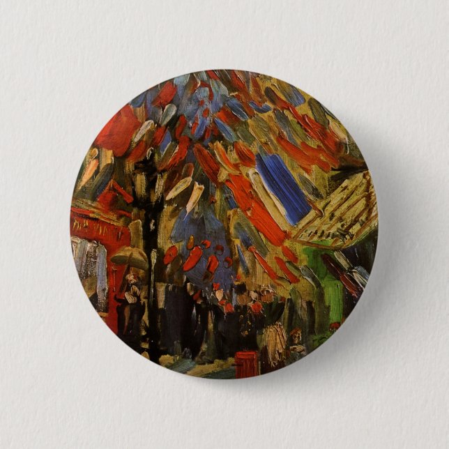 Macaron Rond 5 Cm 14 juillet Fête à Paris par Vincent van Gogh (Devant)