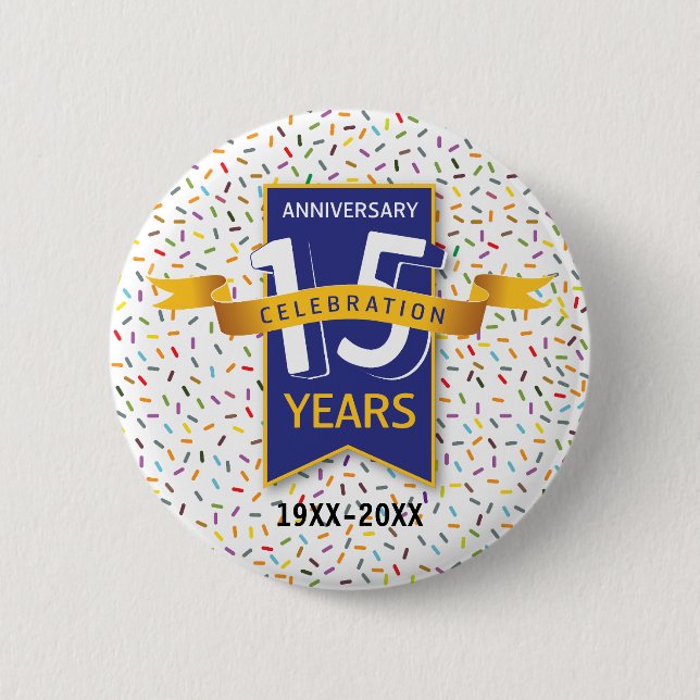 Macaron Rond 5 Cm 15 e ANNIVERSAIRE Design (Devant)