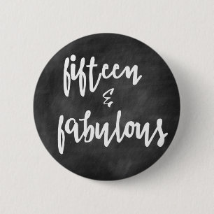 Macaron Rond 5 Cm 15 & Fabuleux - Bouton Quinceanera 15e anniversair