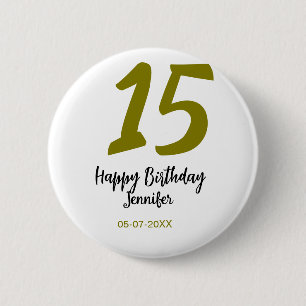 Macaron Rond 5 Cm 15e anniversaire quiencenera ajouter date année or