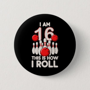 Macaron Rond 5 Cm 16 ans Old Bowling Party 16e anniversaire est comm