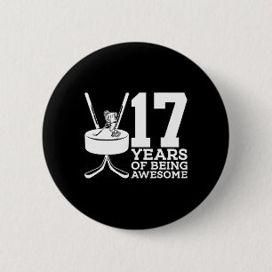 MACARON ROND 5 CM 17 ANS D'ÊTRE UN HOCKEY GLACE INCROYABLE 17E ANNIV
