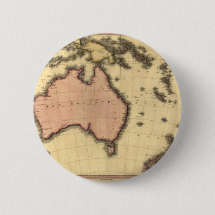 Macaron Rond 5 Cm 1818 carte de l'Autralasie - Australie, Nouvelle