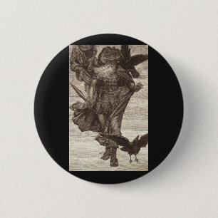 Macaron Rond 5 Cm 1871 Odin, Dieu nordique de la sagesse