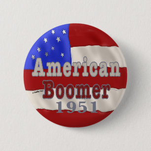 Macaron Rond 5 Cm 1951 Anniversaire Baby Boomer épingle ronde