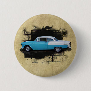Macaron Rond 5 Cm 1955 Chevy Bel Air - Voitures Classiques - Bouton