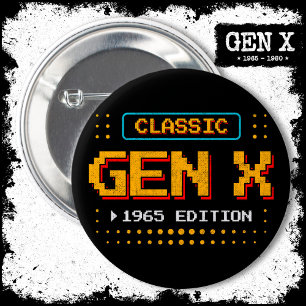 Macaron Rond 5 Cm 1965 Gen X Classic Retro Gamer Jeu Anniversaire