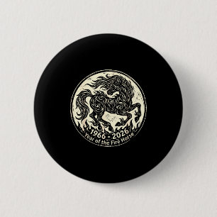 Macaron Rond 5 Cm 1966 2026 année du cheval de feu zodiaque chinois