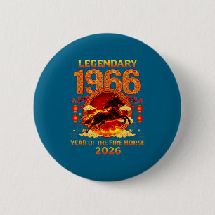 Macaron Rond 5 Cm 1966 Année du Cheval de Feu 60e Anniversaire Chino