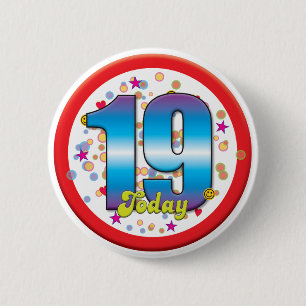 Macaron Rond 5 Cm 19ème Anniversaire aujourd'hui v2