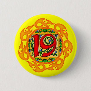 Macaron Rond 5 Cm 19ème Bouton de fête d'anniversaire