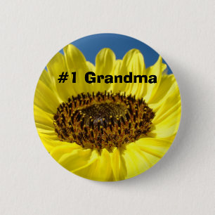 Macaron Rond 5 Cm #1 Grand-mère boutons Tournesols jaunes Grands-mèr