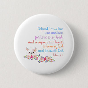 Macaron Rond 5 Cm 1 Jean 4:7 Verset biblique Texte arc-en-ciel