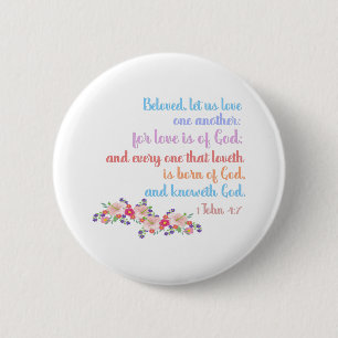 Macaron Rond 5 Cm 1 Jean 4:7 Verset biblique Texte arc-en-ciel