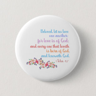 Macaron Rond 5 Cm 1 Jean 4:7 Verset biblique Texte arc-en-ciel
