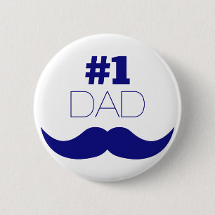Macaron Rond 5 Cm #1 Papa Blue Mustache