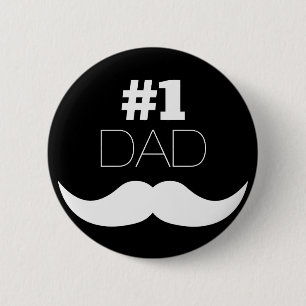 Macaron Rond 5 Cm #1 Papa Mustache noire et blanche - Numéro un