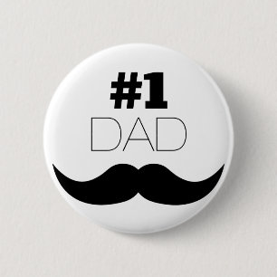 Macaron Rond 5 Cm #1 Papa Mustache noire - Numéro Un