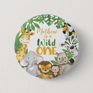 Macaron Rond 5 Cm 1er Anniversaire Wild One Safari Jungle Theme Butt